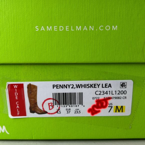 Sam Edelman Penny 2 Knee High Leather Boots Side Zip Whiskey Women's 7M/37 NWB - Picture 10 of 10